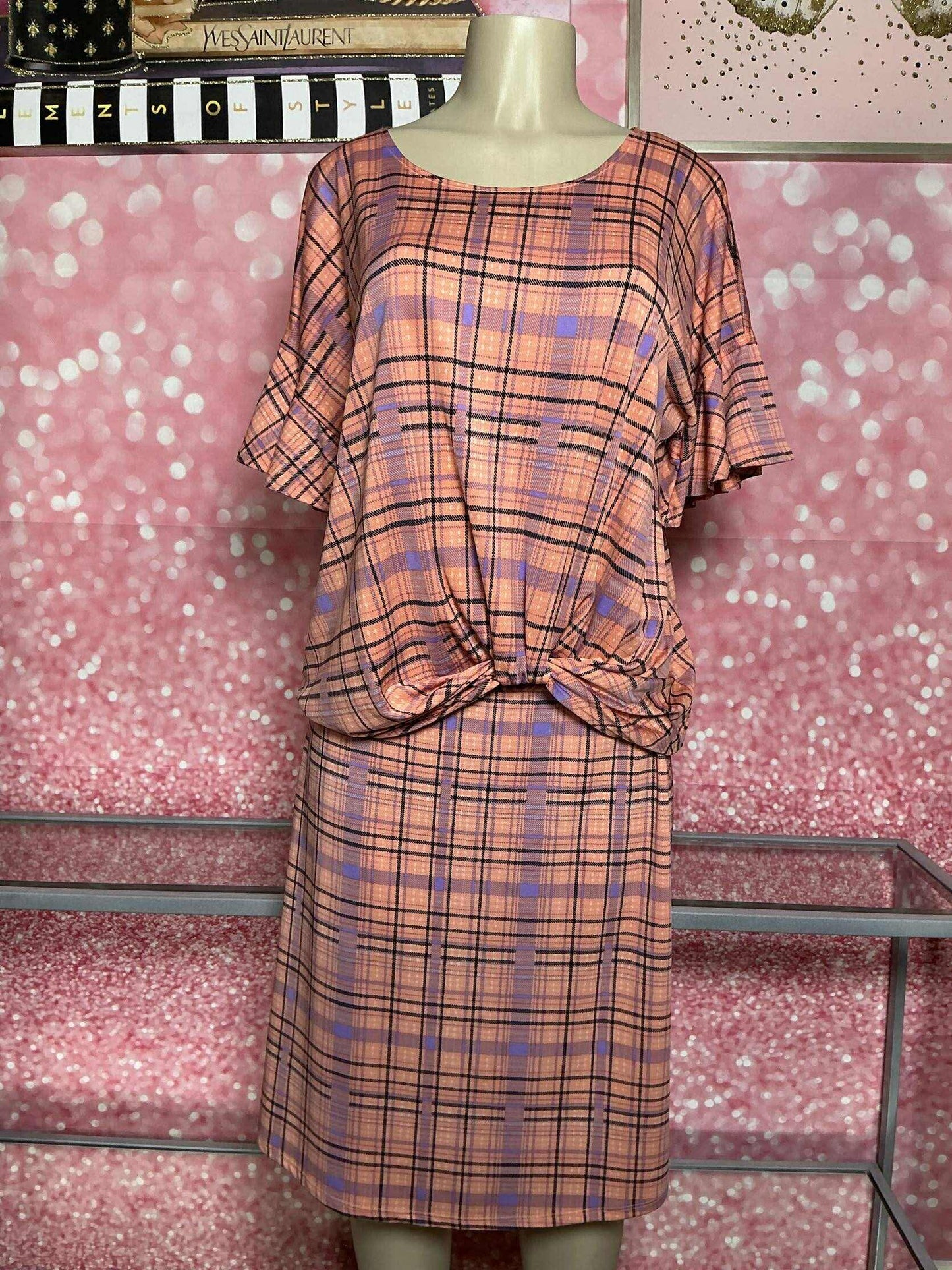 Peach & Purple Plaid 2-Piece Set