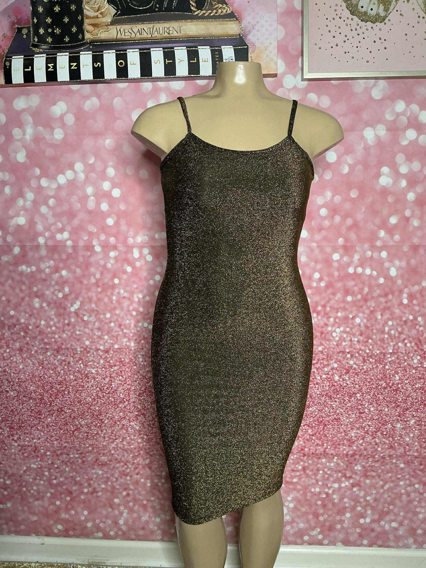 Bronze Metallic Bodycon Slip Dress