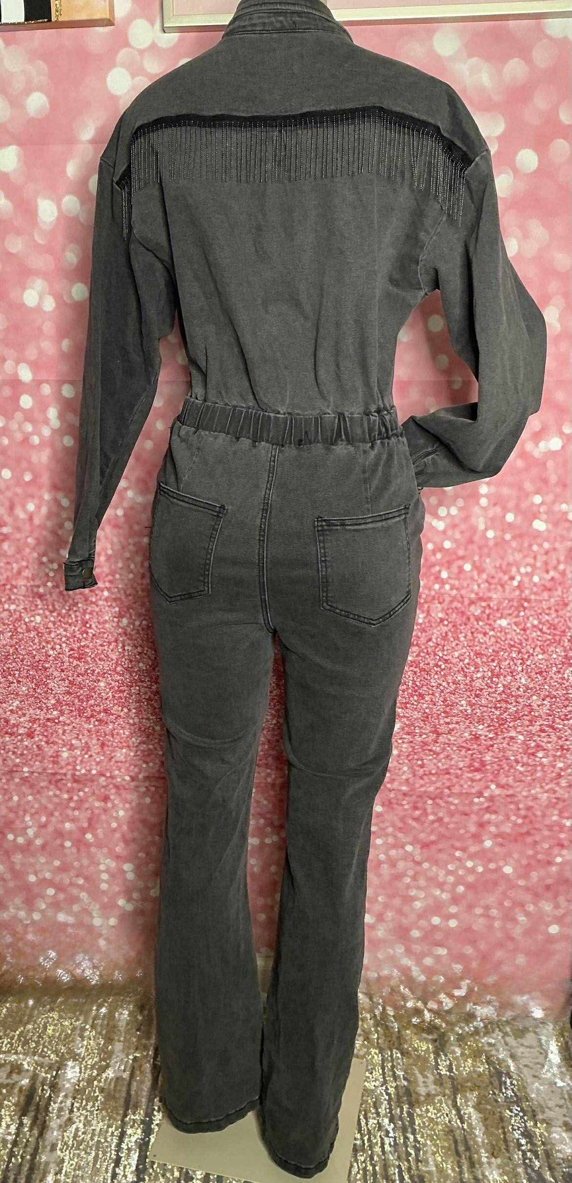 Denim Tassel Jumpsuit