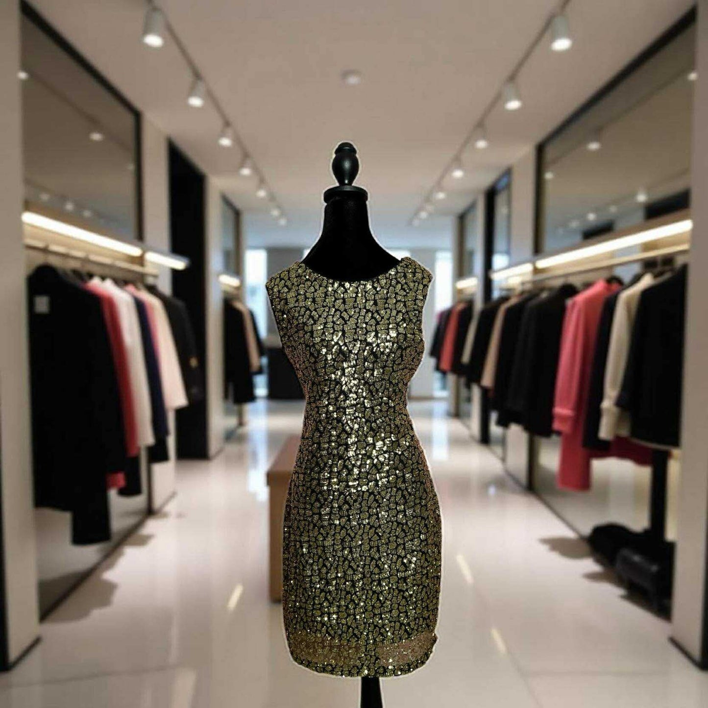 Gold Mosaic Sequin Dress by GUESS