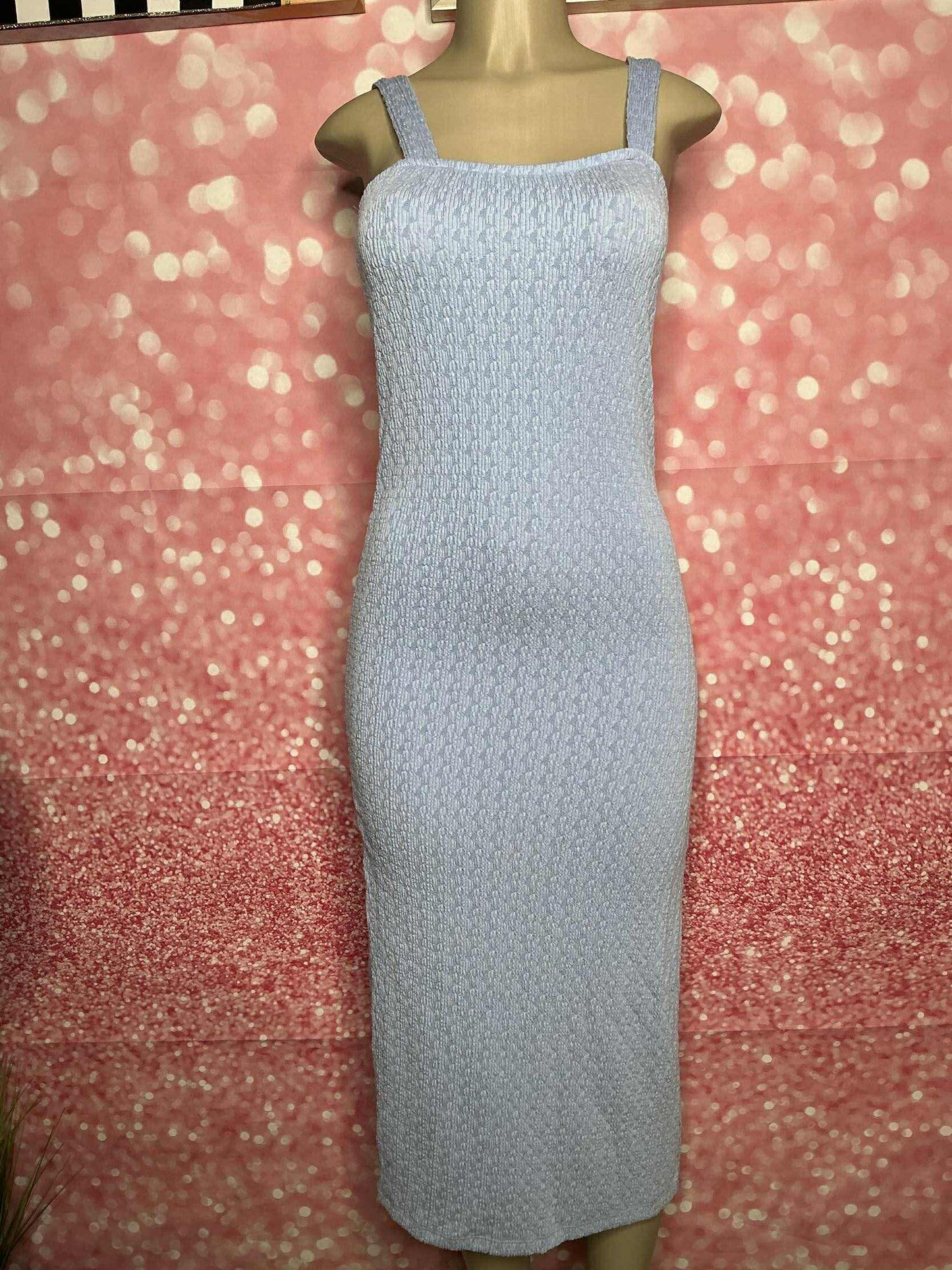 Ice Blue Knit Midi Dress