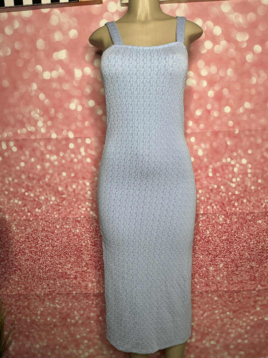 Ice Blue Knit Midi Dress