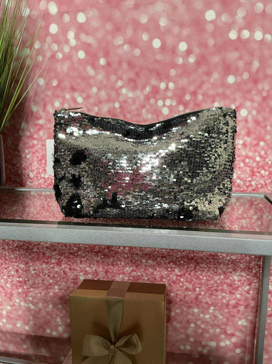 Silver & Black Sequin Clutch