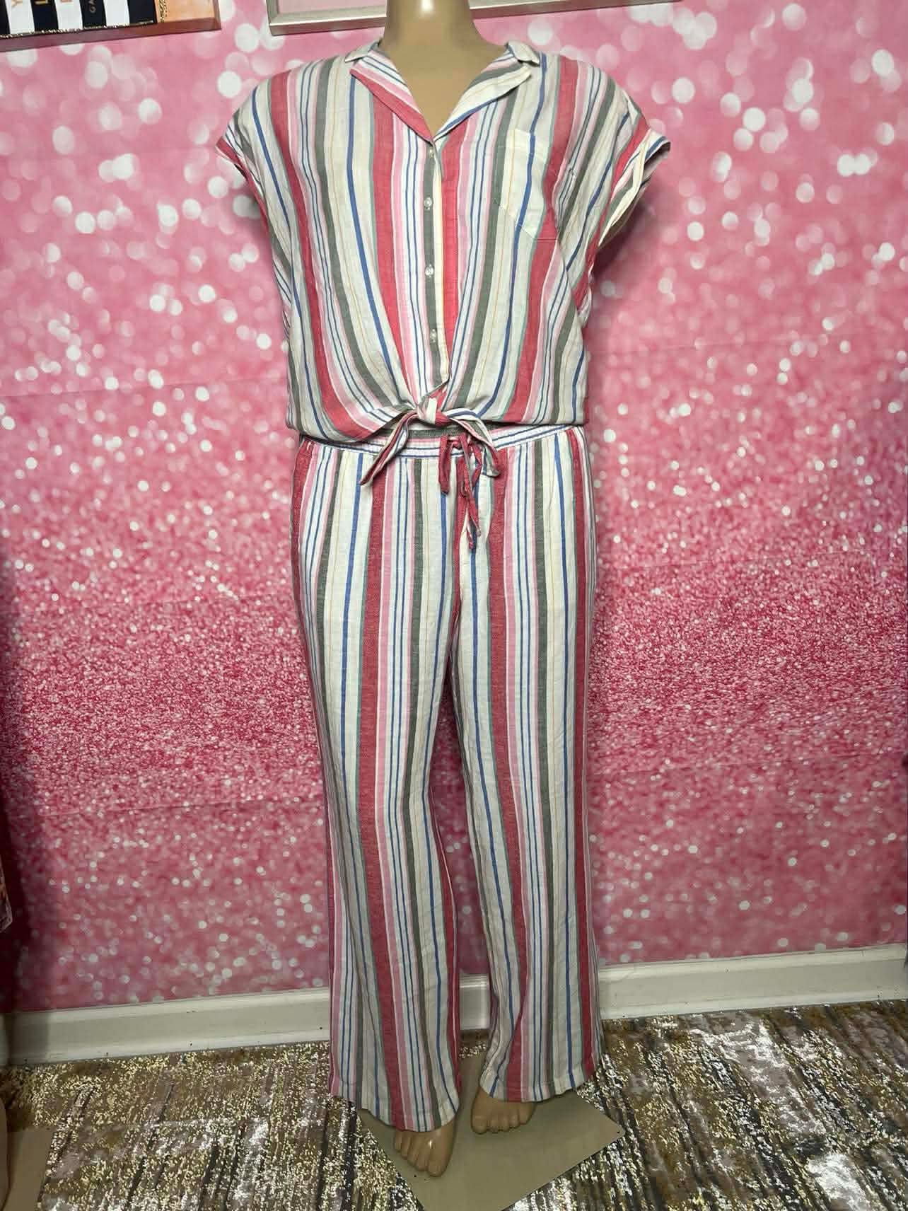 Coastal Stripe Tie-Front Set