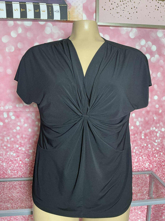 Chicos Sz 3 Black Twist-Front Blouse