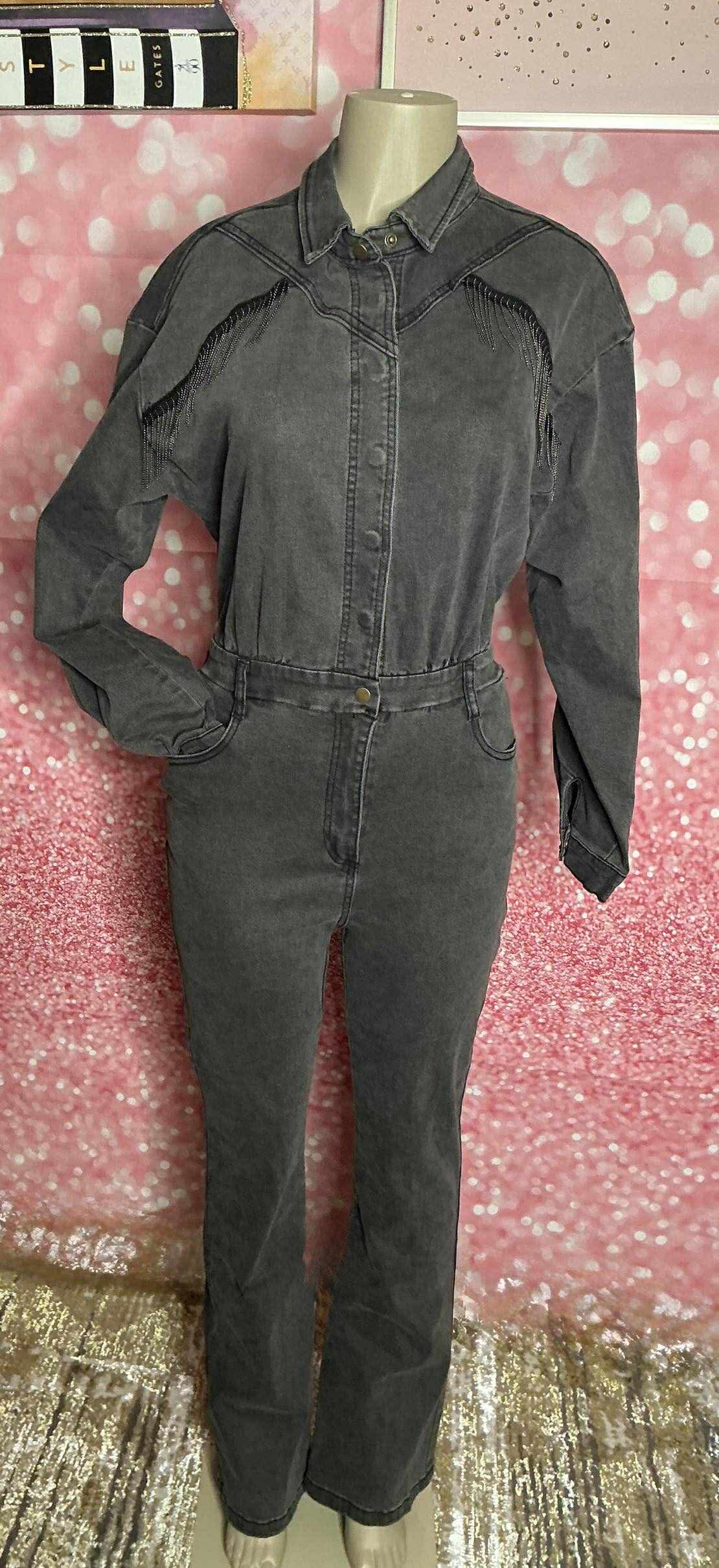 Denim Tassel Jumpsuit