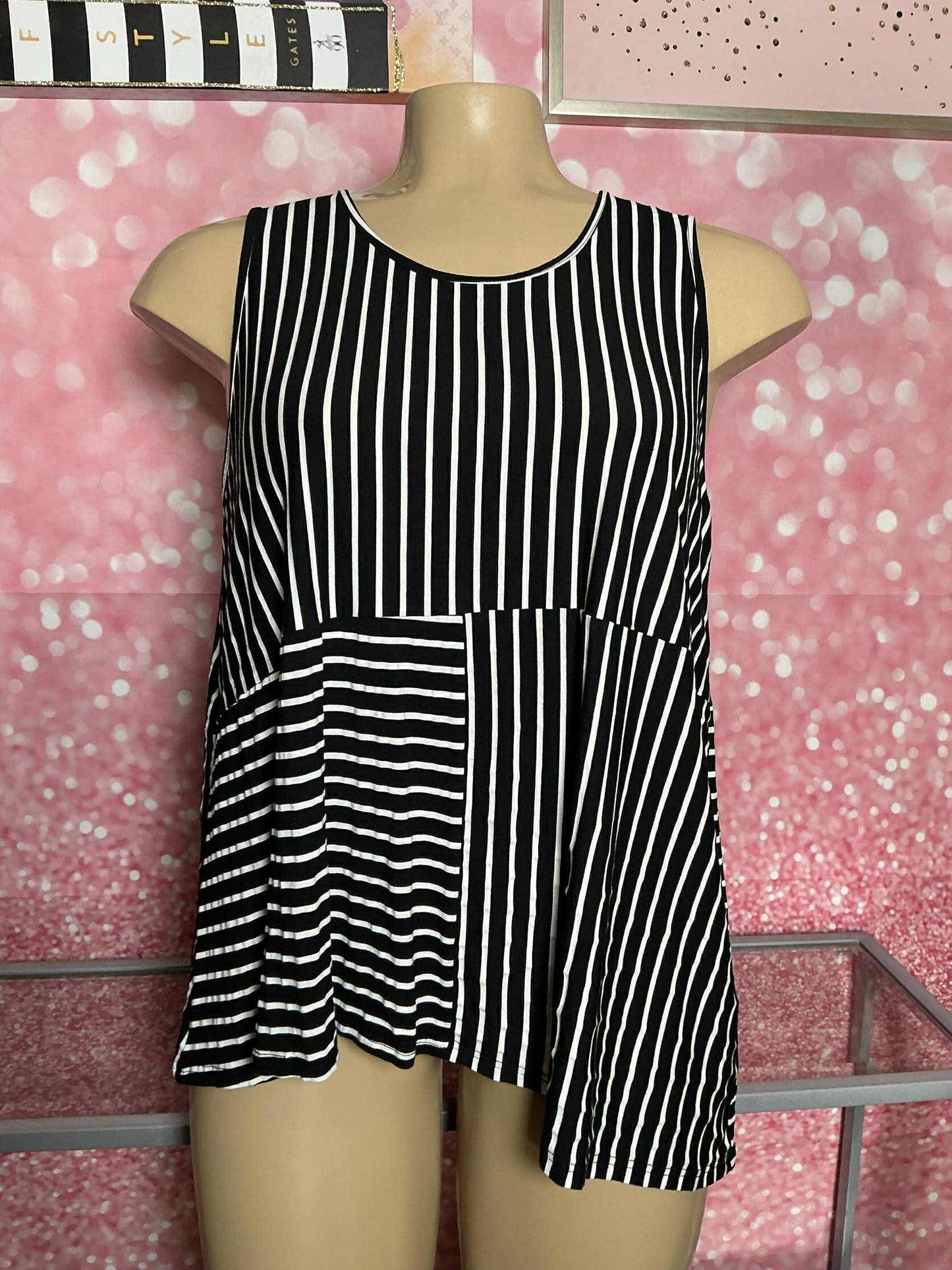 Black & White Striped Swing Tank Top